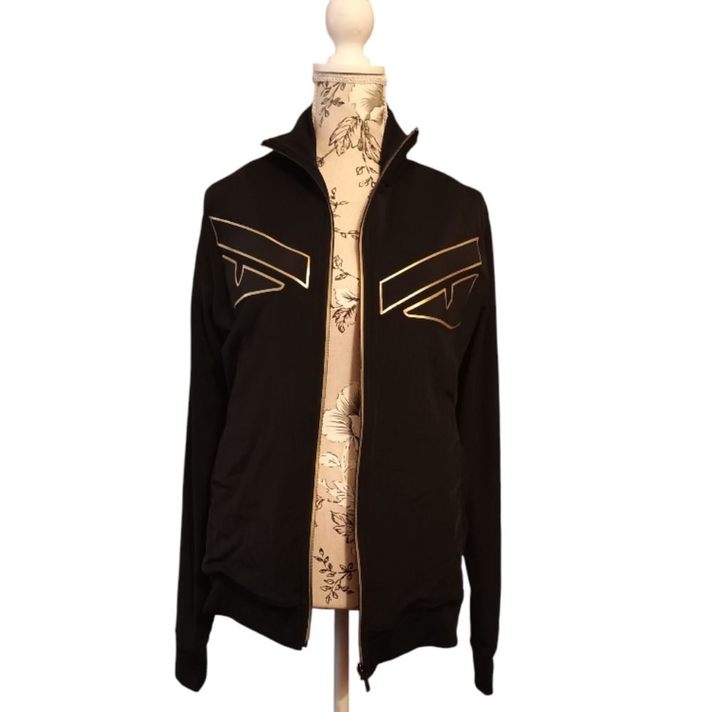 Fendi Black with Gold Monster Eyes Detailing Zip Jacket